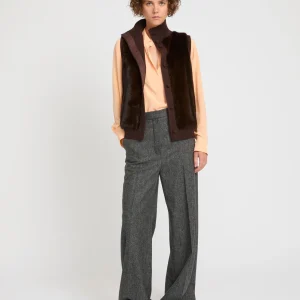 Merino knit and mink fur gilet