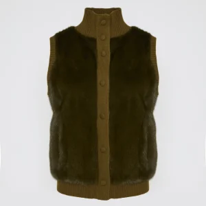 Merino knit and mink fur gilet
