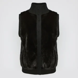Merino knit and mink fur gilet