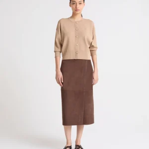 Double-sided velour lamb leather skirt