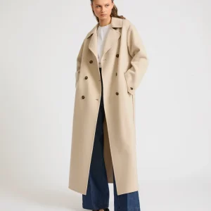 Double-sided wool-blend trench coat