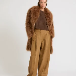 Feather shawl collar coat