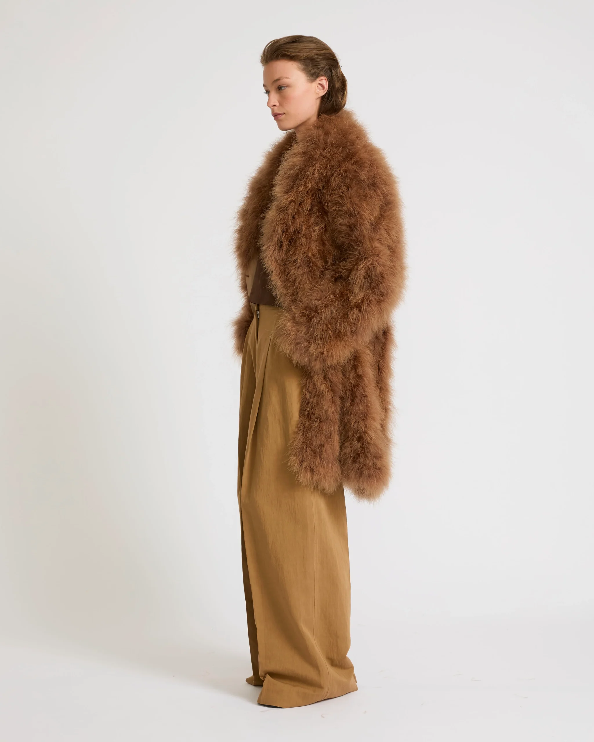 Feather shawl collar coat – Image 5