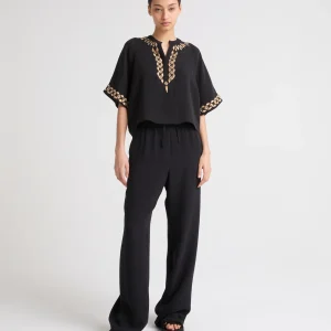 Silk crepe palazzo trousers