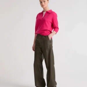 Fine lamb leather loose trousers