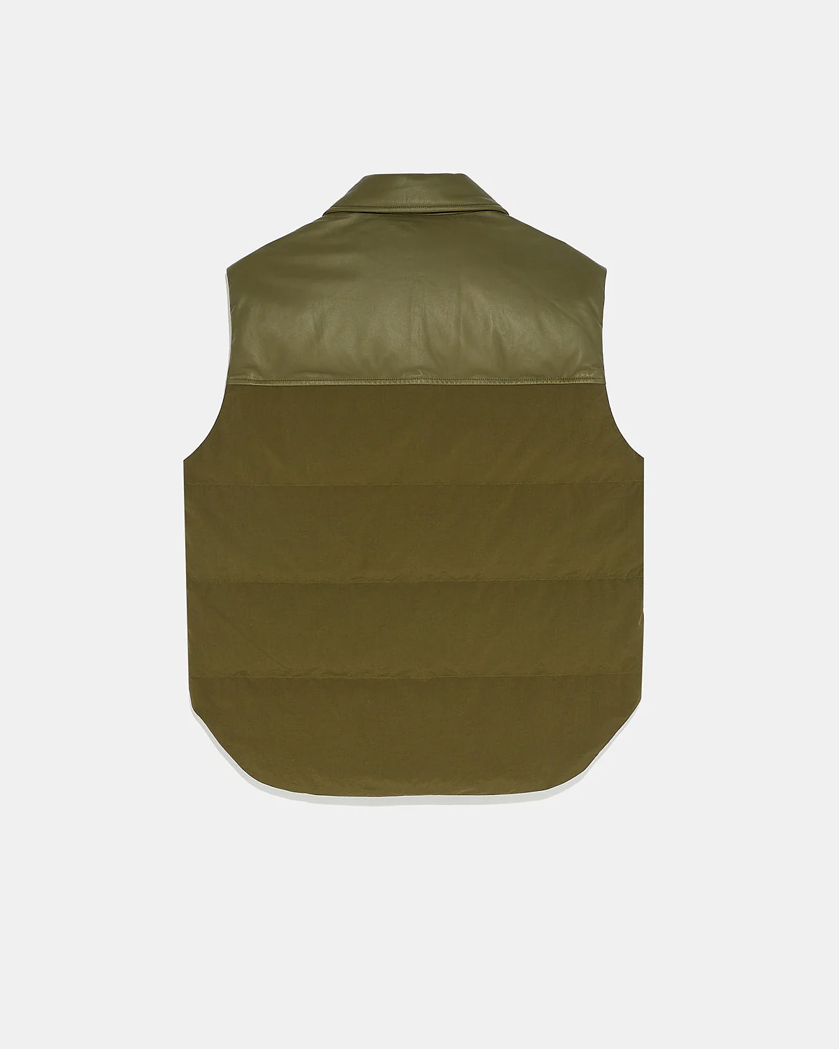 Down gilet in leather and technical fabric blend – Image 3