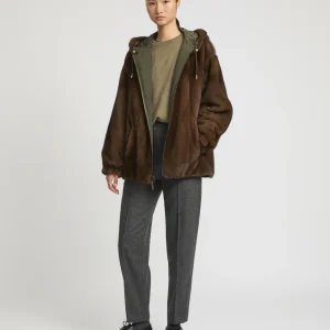 Mink reversible technical fabric hoodie