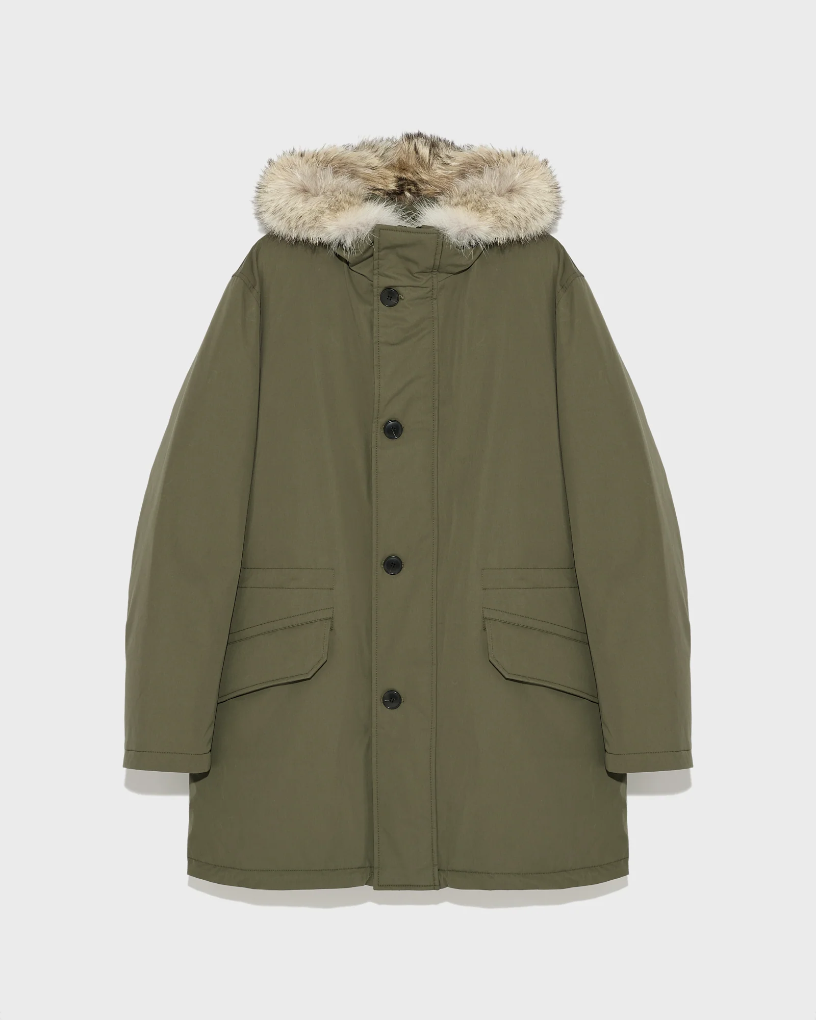 Cotton-blend iconic parka with coyote fur trim – Image 7