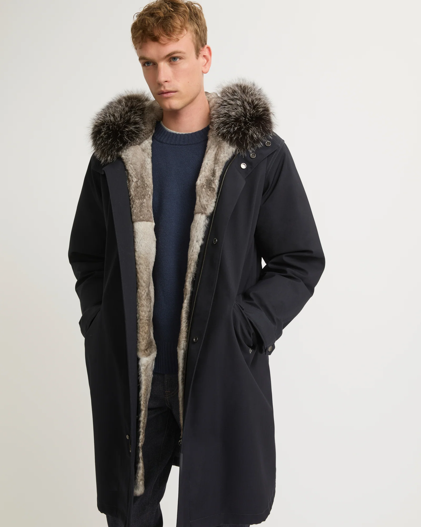 Fishtail parka in technical wool and fur – Image 2