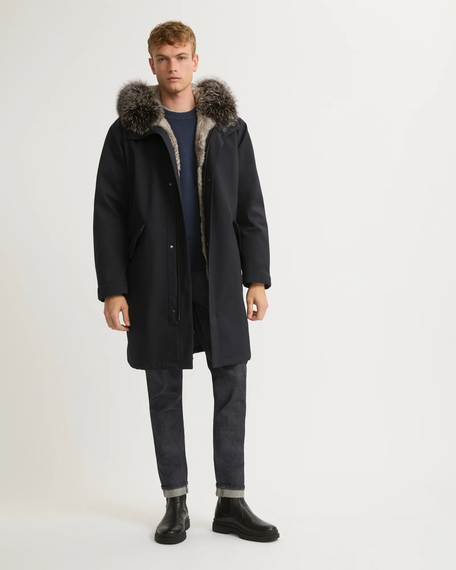Fishtail parka in technical wool and fur – Image 4