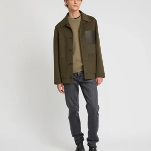 Workwear jacket in double-sided wool-cashmere fabric