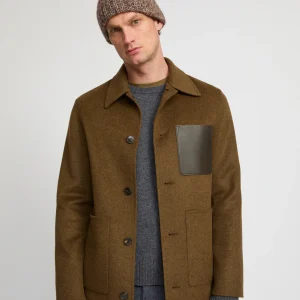 Workwear jacket in double-sided wool-cashmere fabric