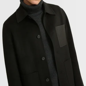 Workwear jacket in double-sided wool-cashmere fabric