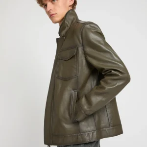 Denim jacket style leather jacket