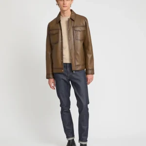 Denim style leather jacket