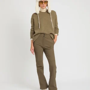 Softshell fabric flared fitted ski trousers