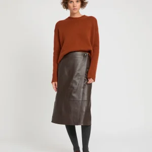 Lamb leather panel skirt