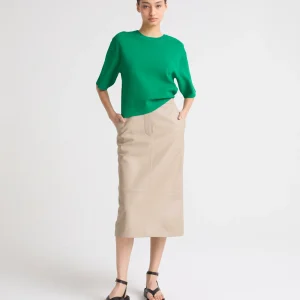 Lamb leather pencil skirt
