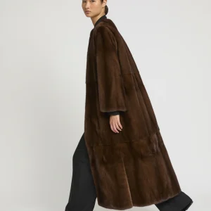 Maxi coat in long-haired mink fur