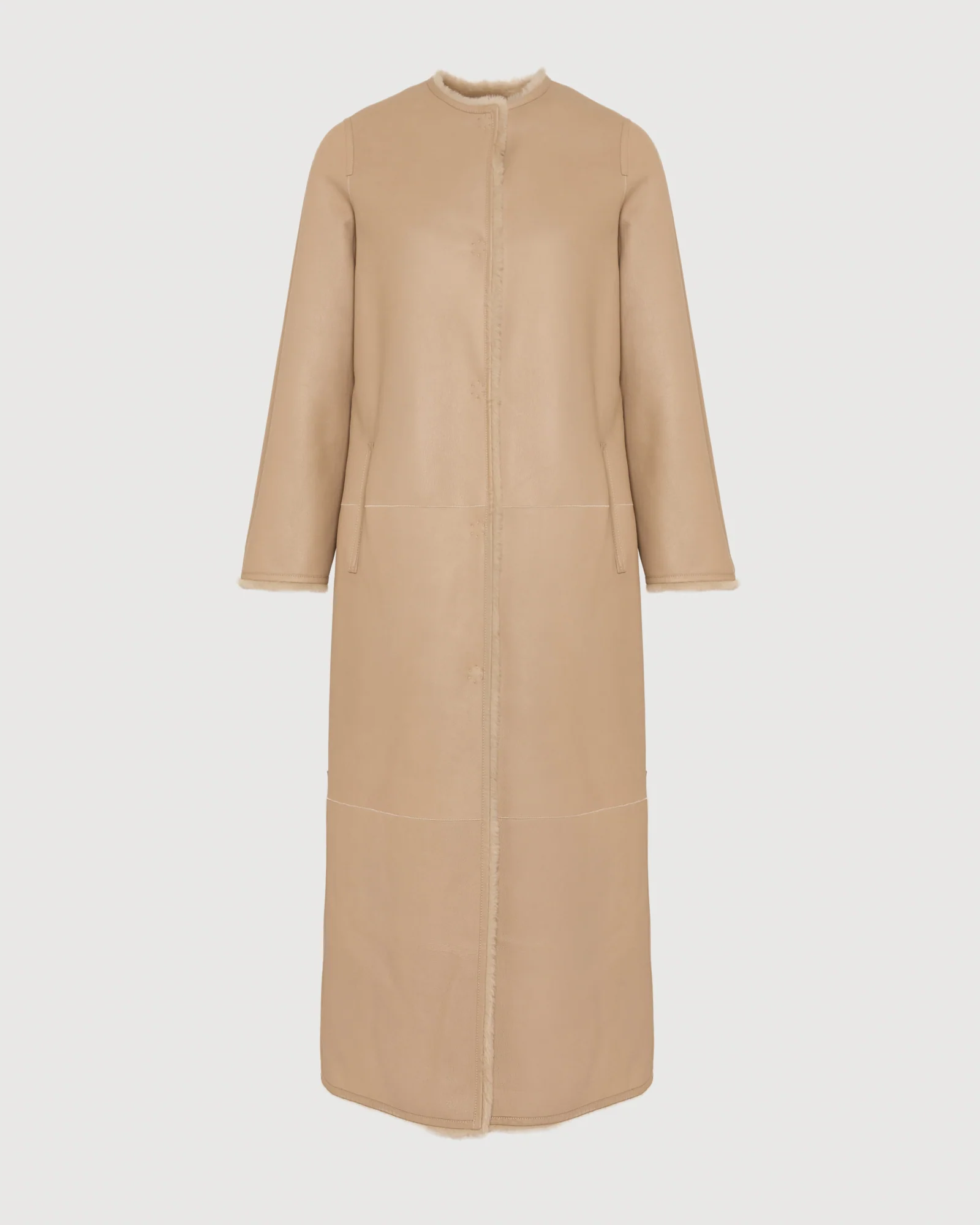 Extra long draped lambskin shearling coat – Image 8