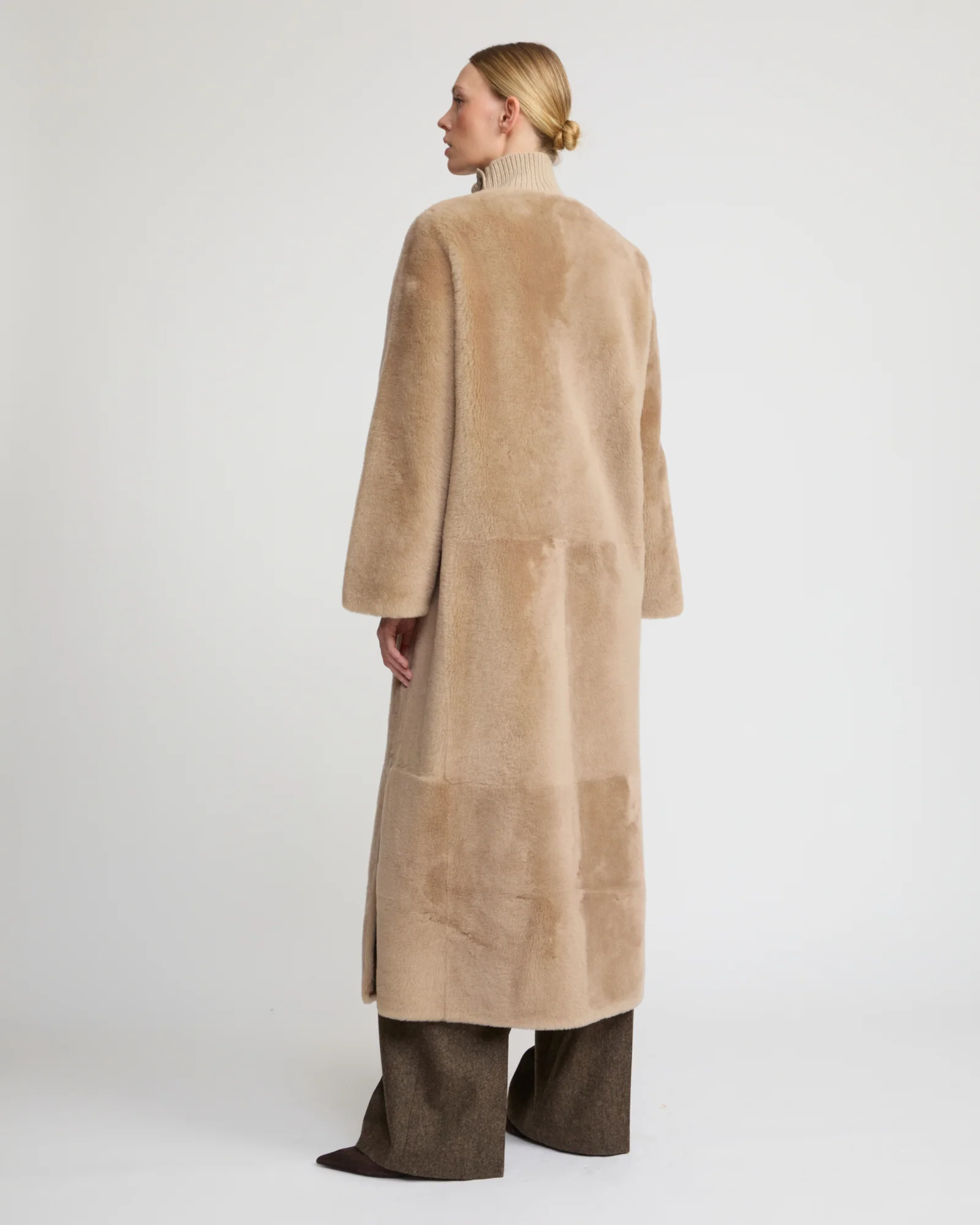 Extra long draped lambskin shearling coat – Image 5