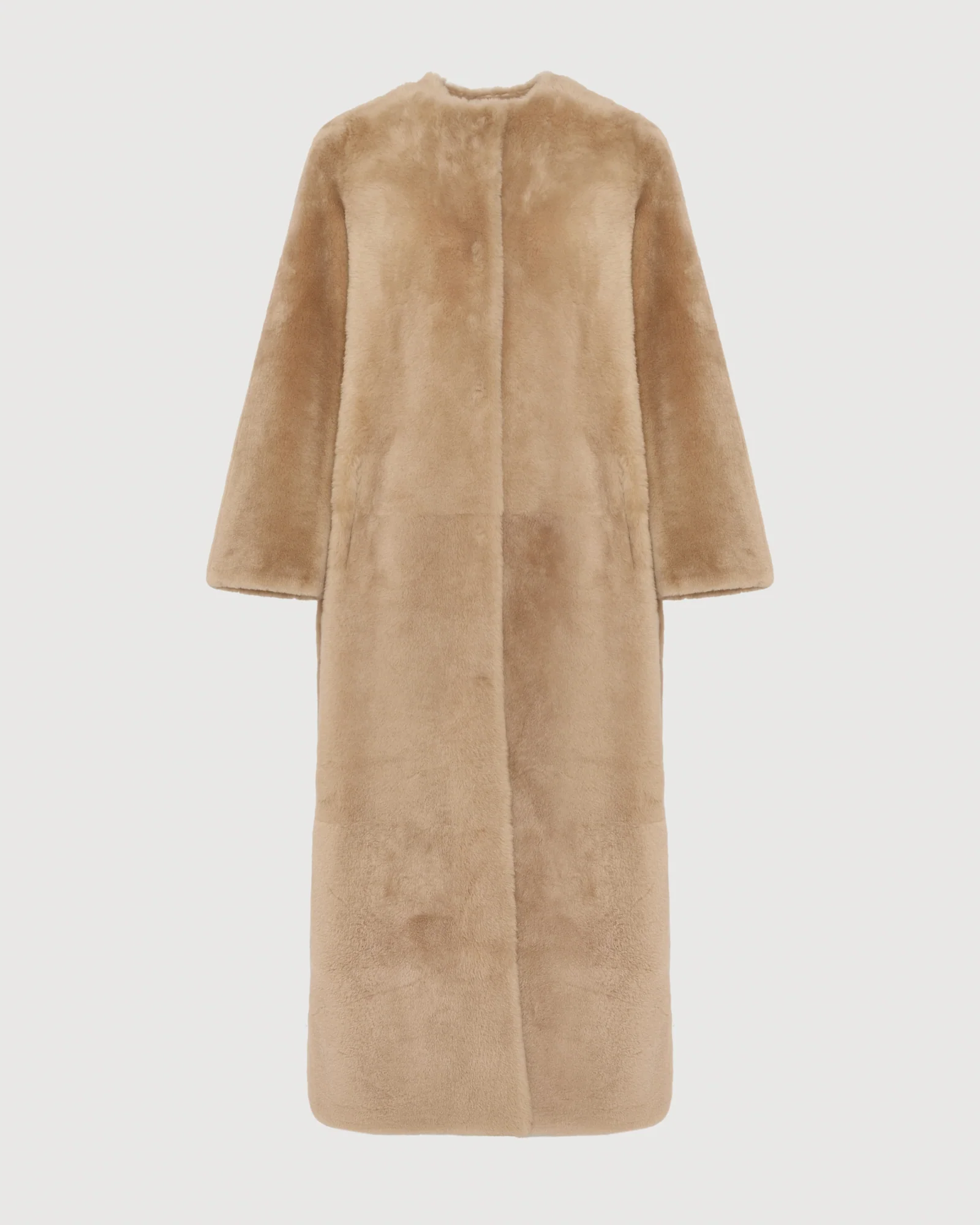 Extra long draped lambskin shearling coat – Image 6