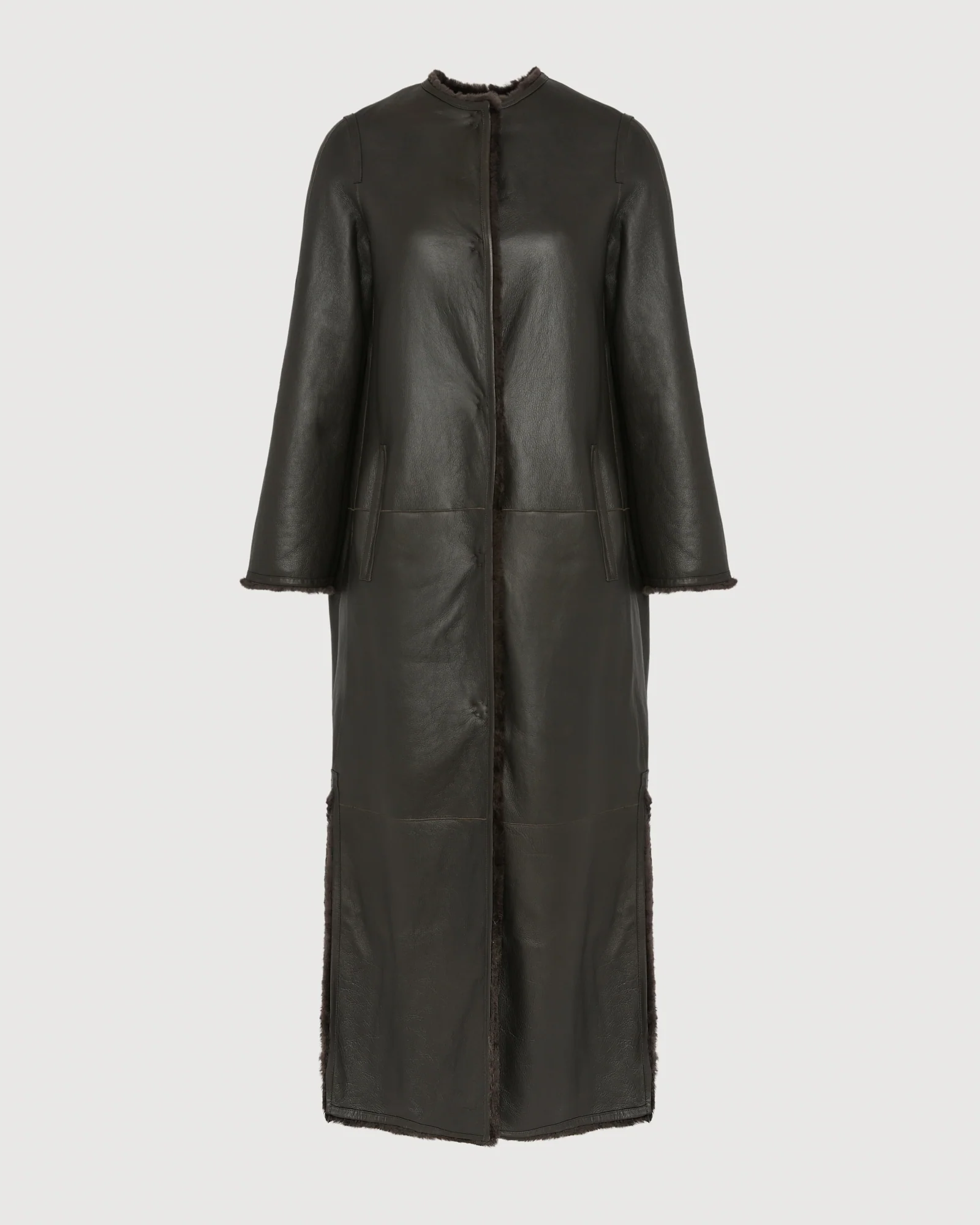 Extra long draped lambskin shearling coat – Image 8
