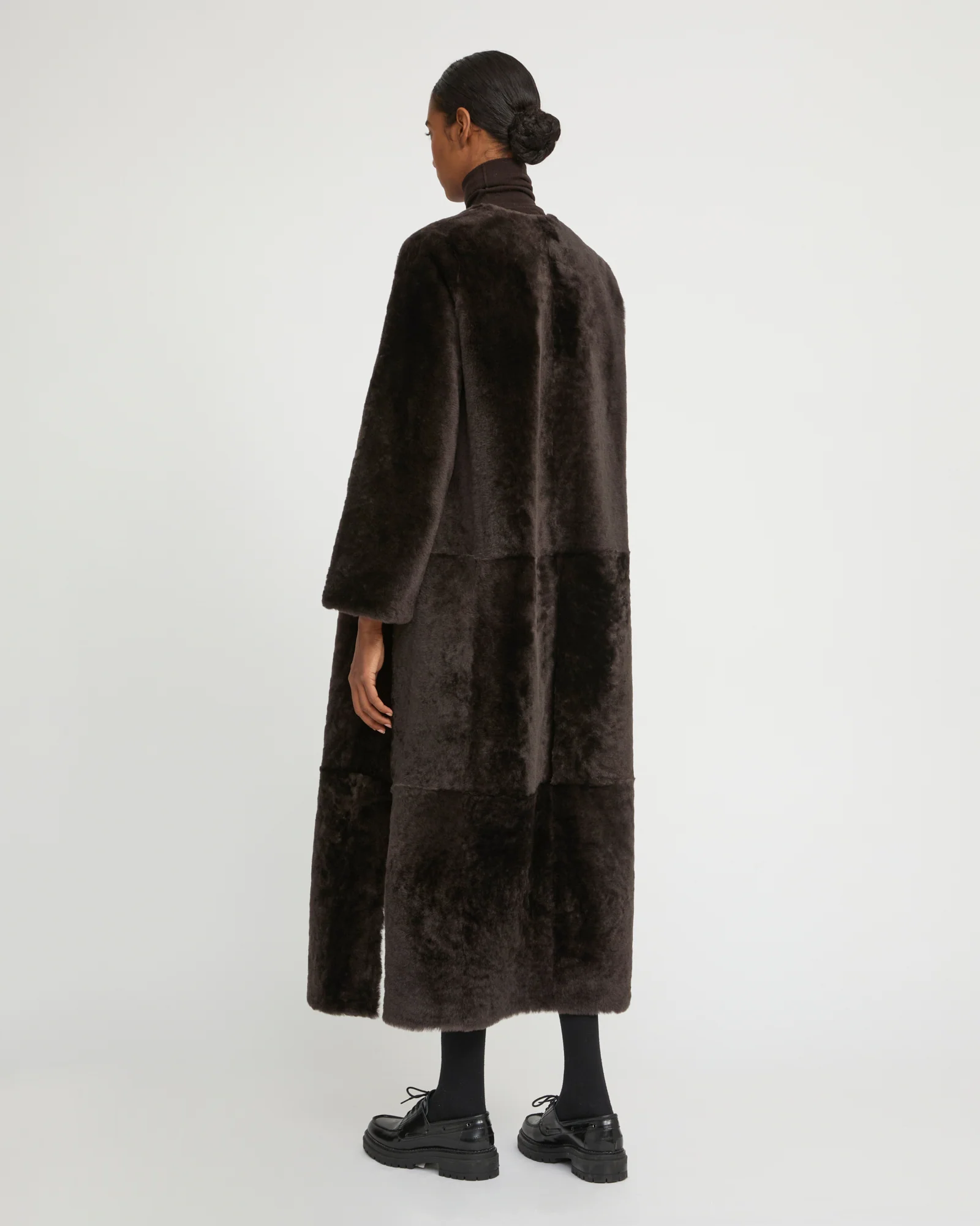 Extra long draped lambskin shearling coat – Image 5