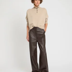 Straight trousers in lamb leather