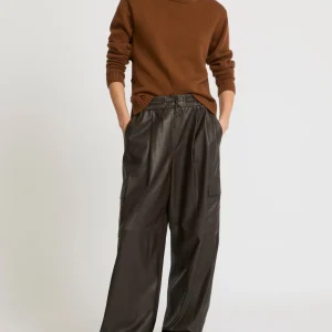 Wide-leg trousers in thin lambskin leather