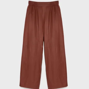 Wide-leg trousers in thin lambskin leather