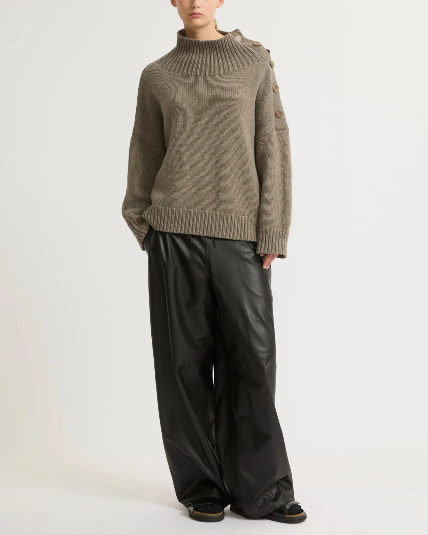 Wide-leg trousers in thin lambskin leather