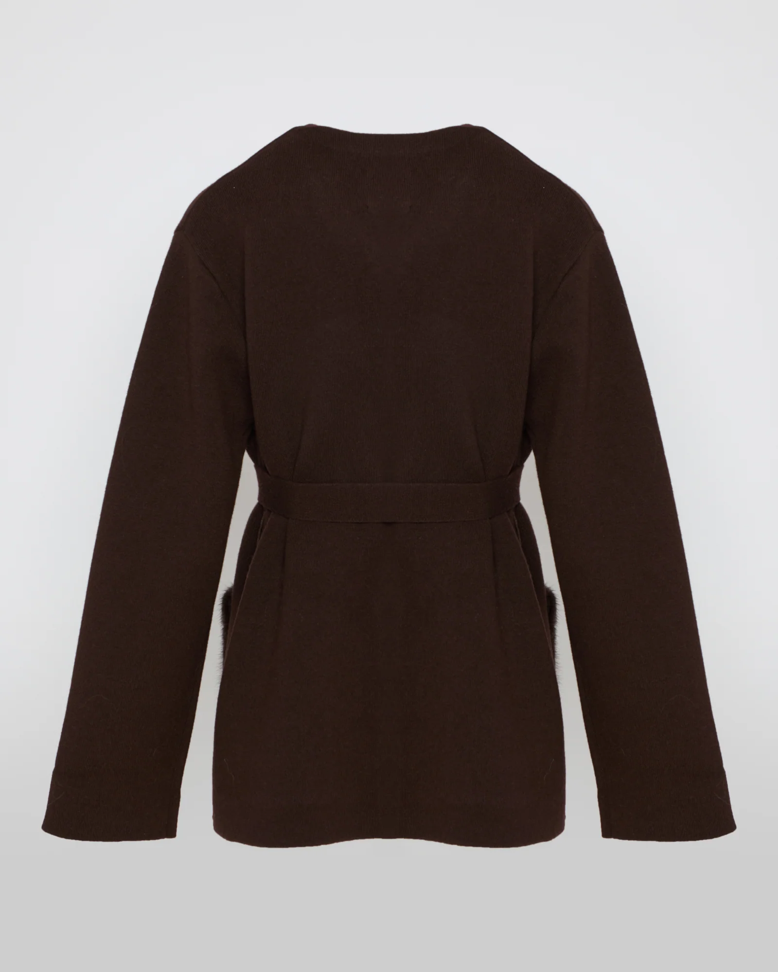 Belted knit and mink jacket – Image 5