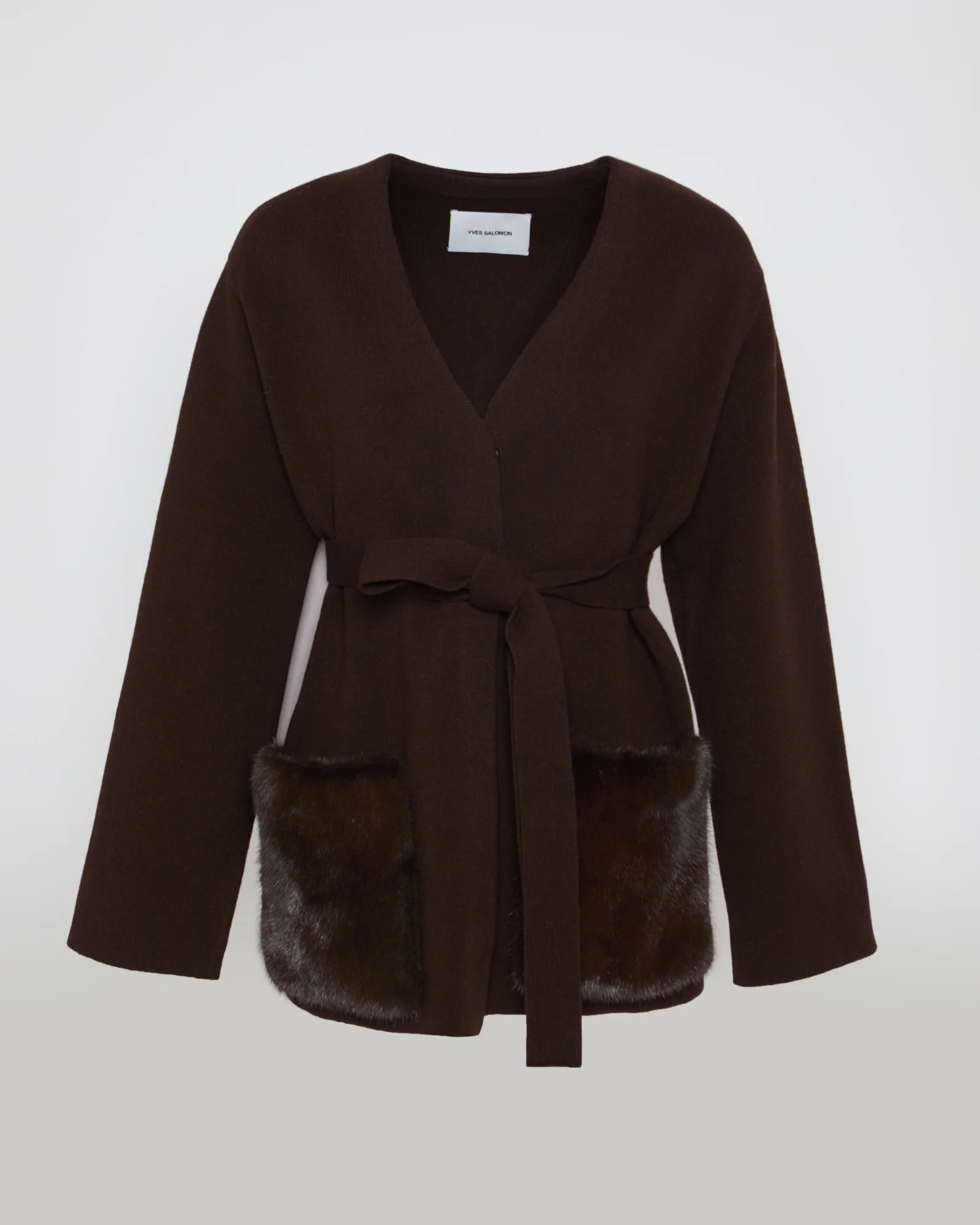 Belted knit and mink jacket – Image 4