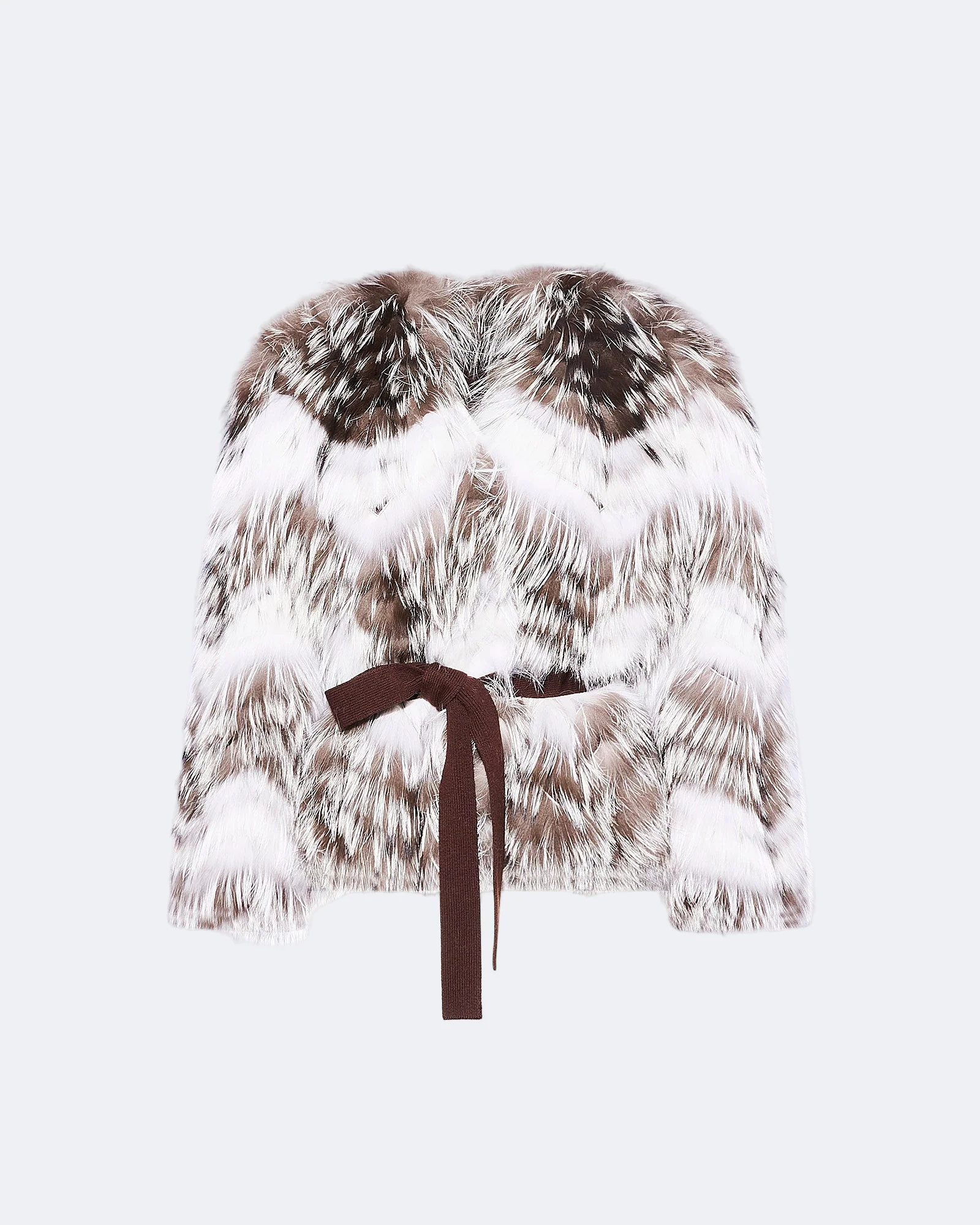 Belted cardigan in merino knit and fox fur – Image 2