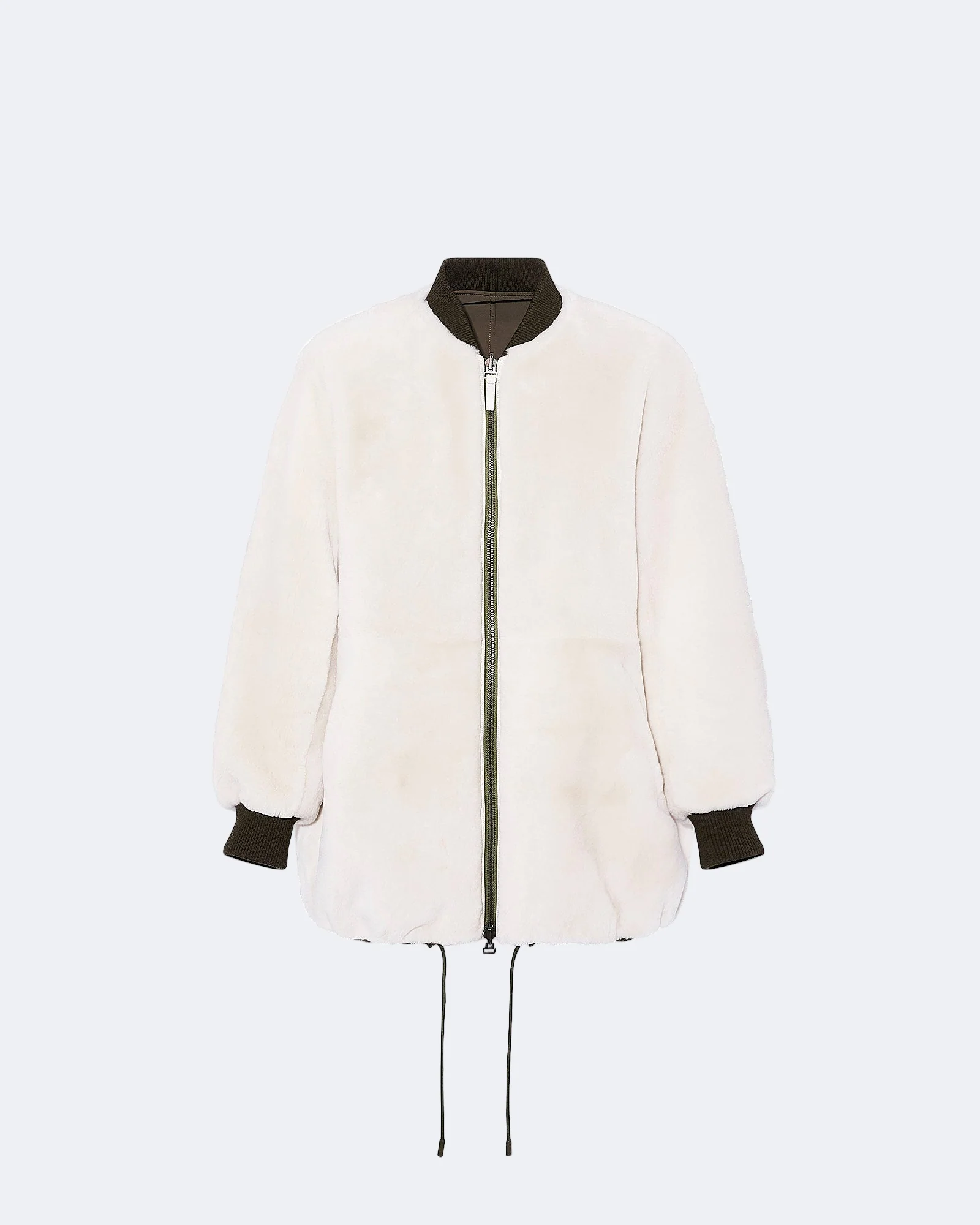 Long varsity jacket in shearling reversible technical fabric – Image 4