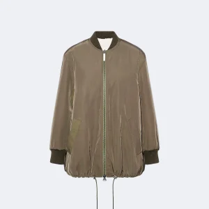 Long varsity jacket in shearling reversible technical fabric