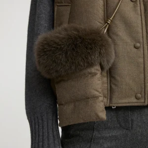 Flannel phone case with fox fur trim