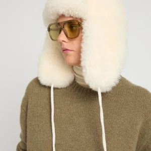 Cashmere lambskin shearling ushanka