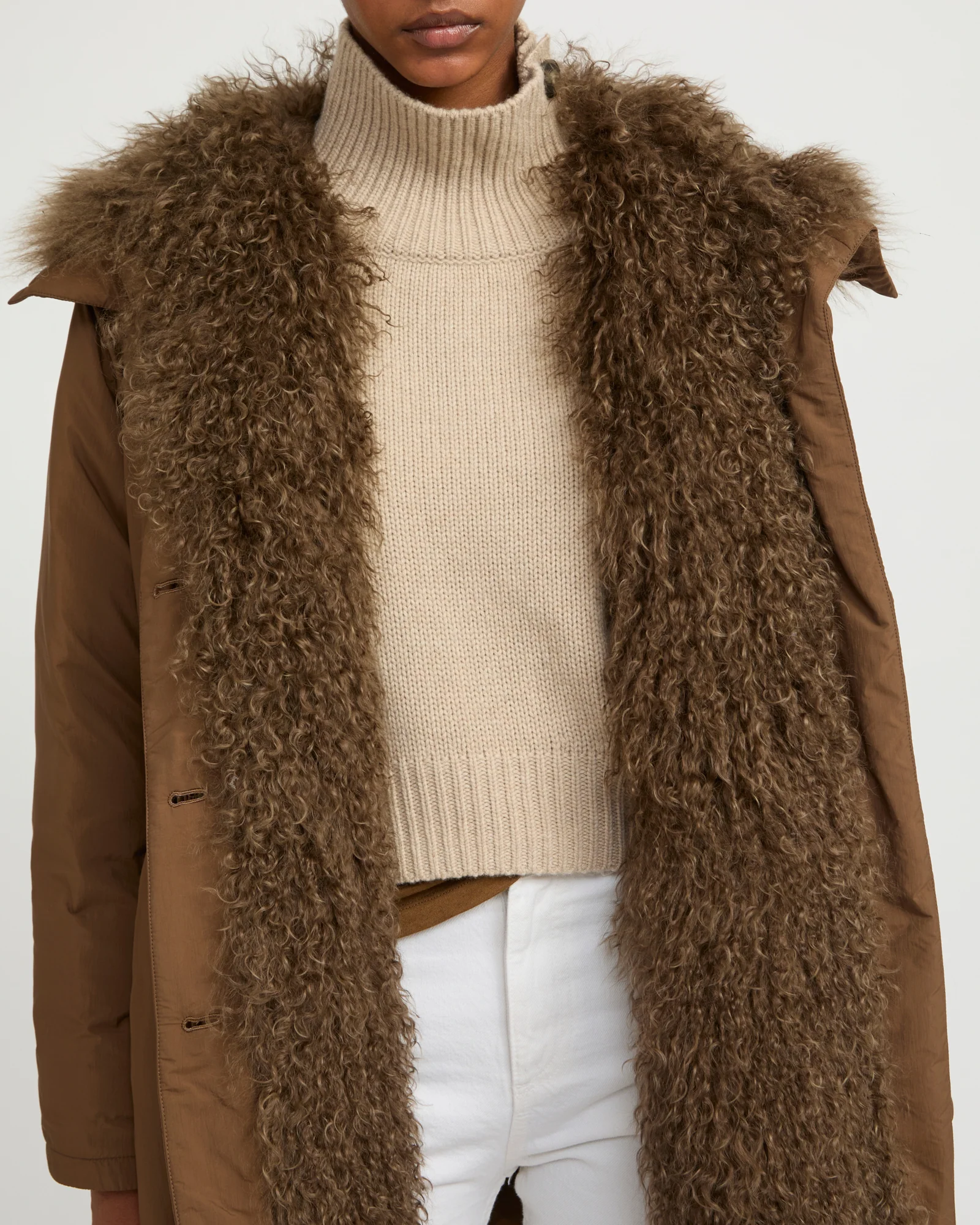 Ultra-light down parka with curly lambskin trim – Image 4