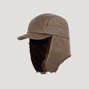 Ushanka-style cap in Loro Piana fabric and mink
