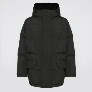 Down jacket in technical fabric and lambskin shearling