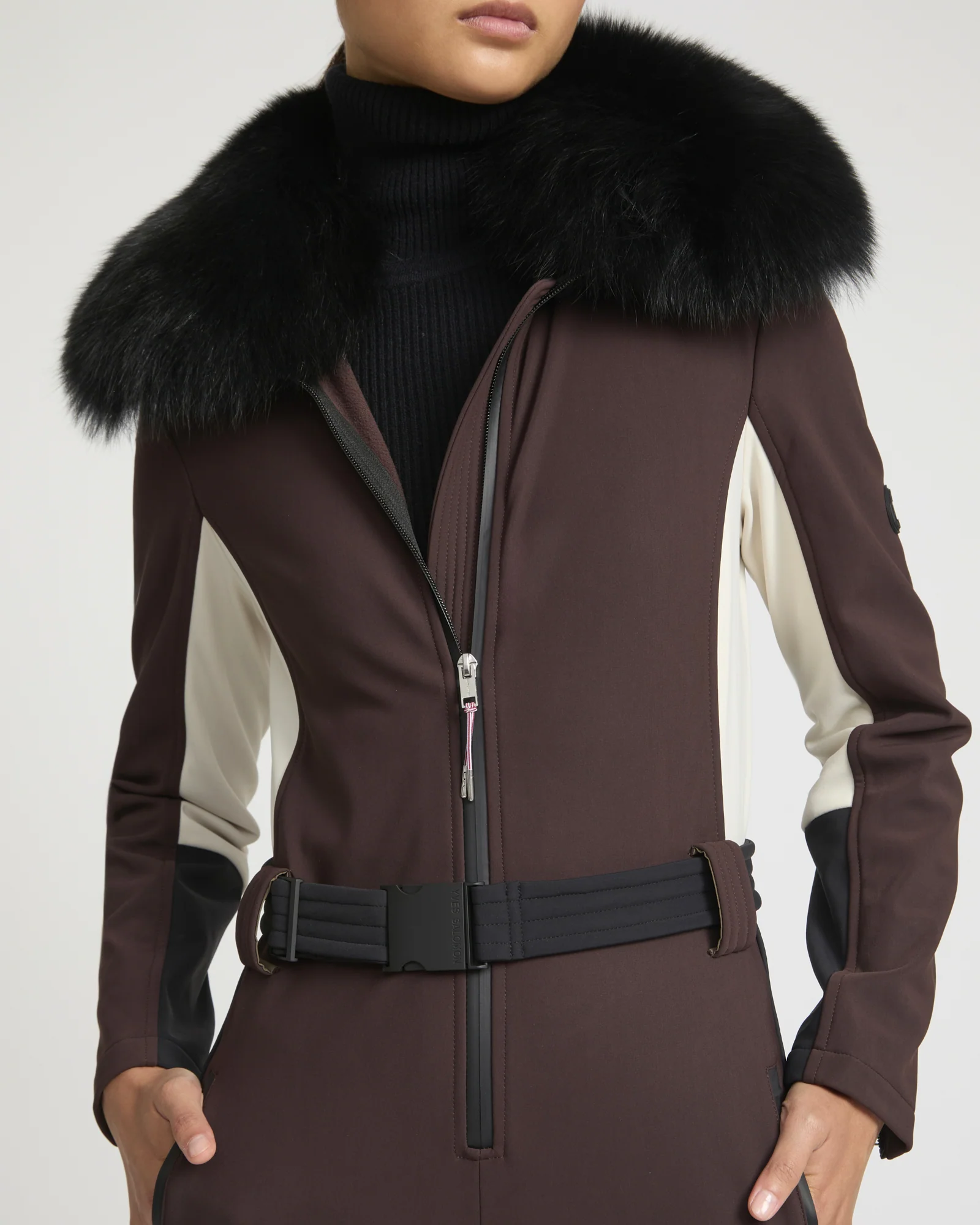 Softshell fabric jumpsuit with detachable fox fur collar – Image 3