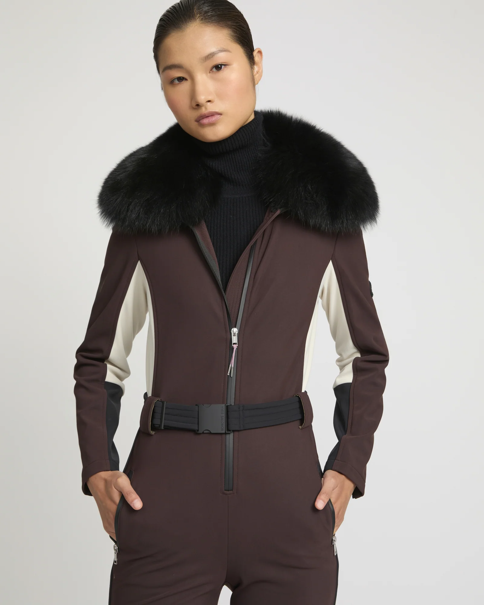 Softshell fabric jumpsuit with detachable fox fur collar – Image 5