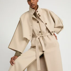 Double-sided cashmere-blend cropped cape jacket