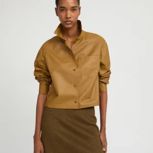 Cropped shirt in fine lamb leather