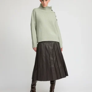 Fine lamb leather pleated skirt
