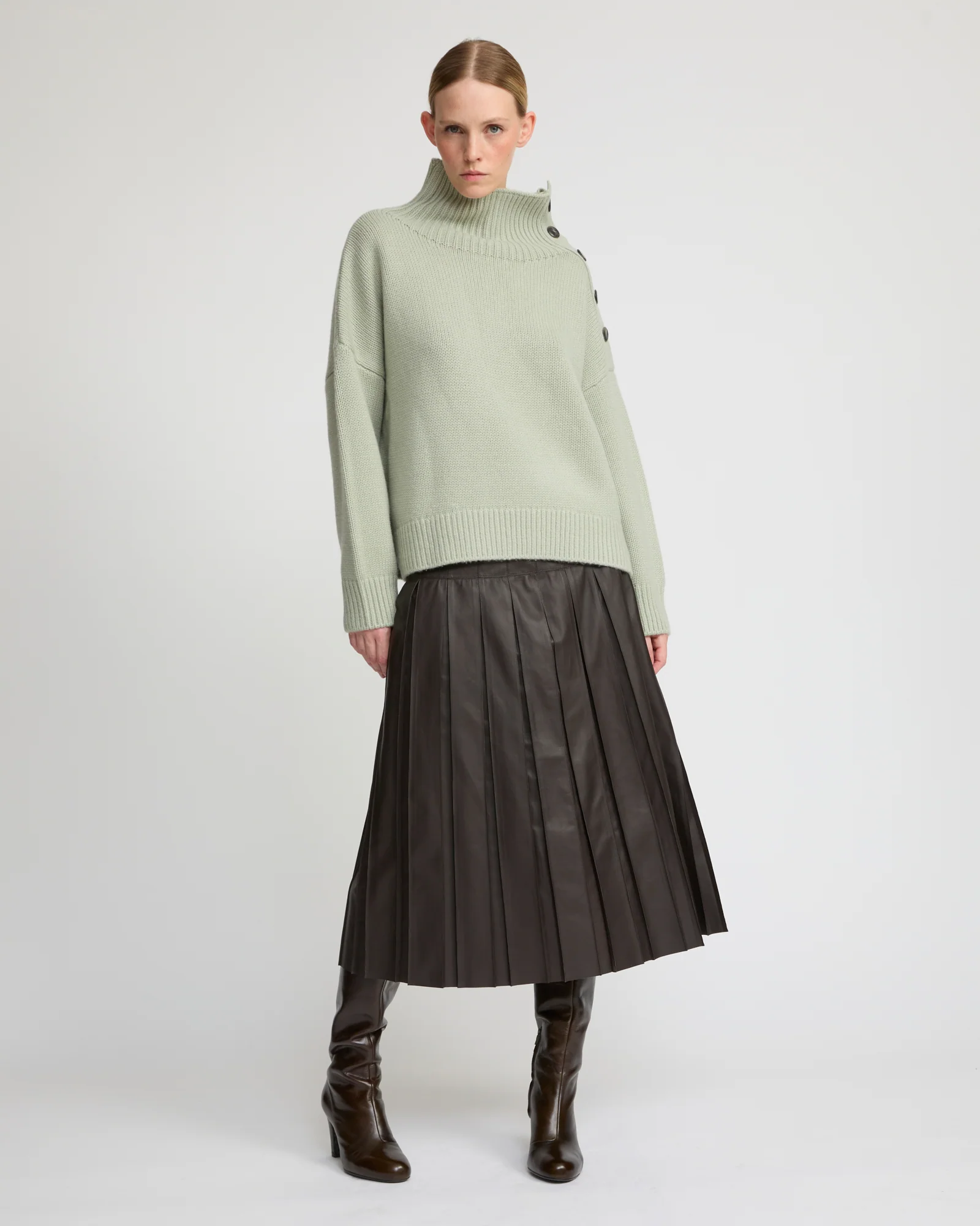 Fine lamb leather pleated skirt – Image 2