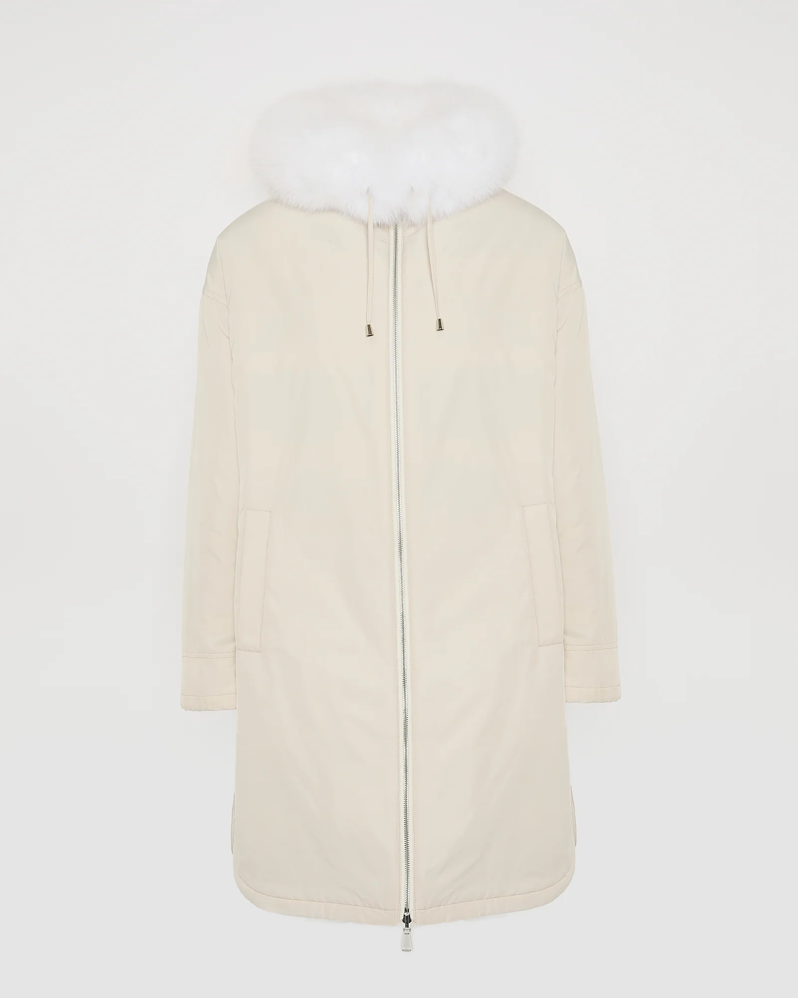 Hooded coat in technical fabric reversible rex rabbit fur – Image 7