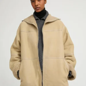 Short suede Merino lambskin coat